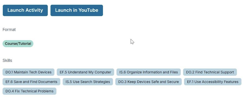 A screenshot of a sample activity